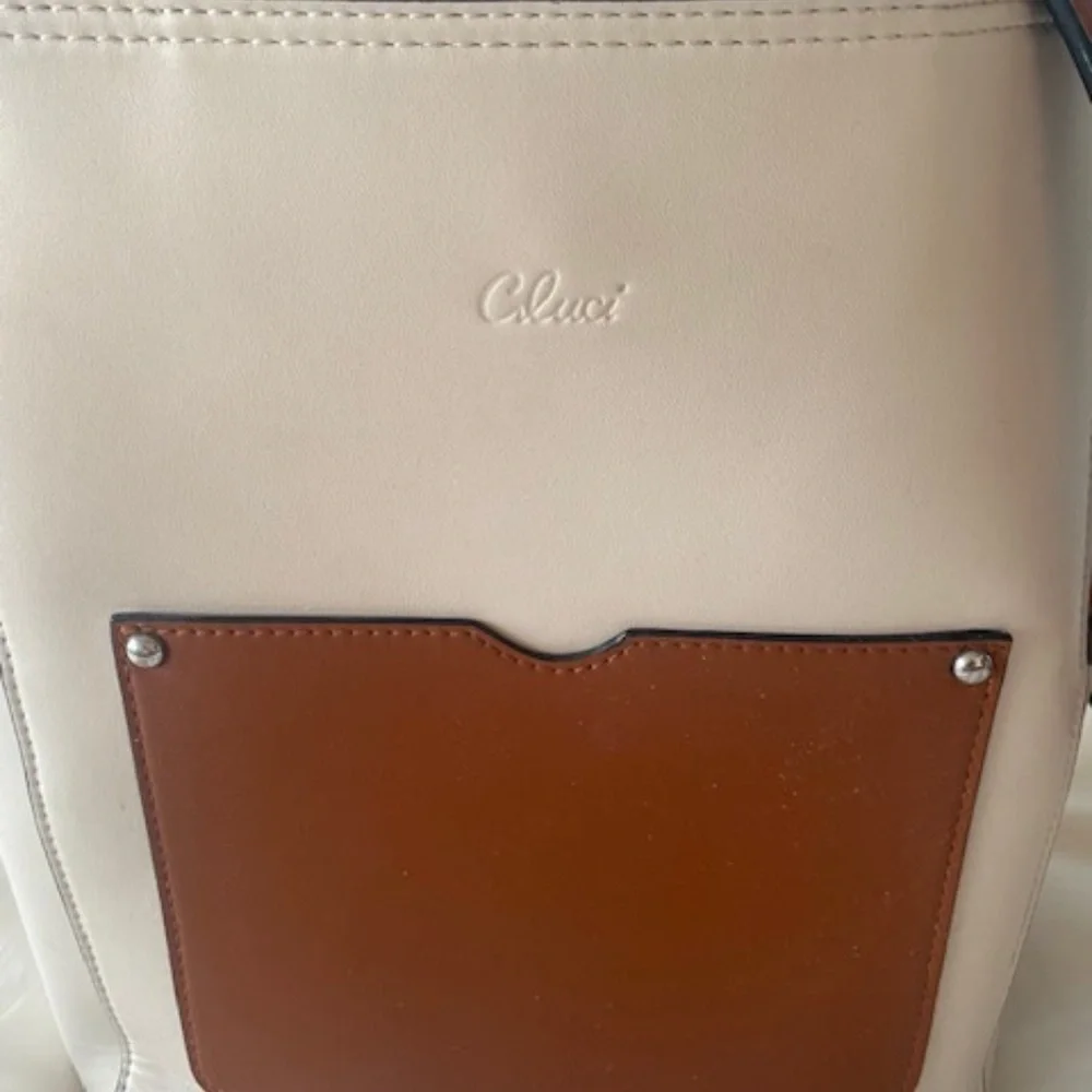 Cluci Vegan Leather tote/bag w/ cross body adjustable strap w/ silver hardware
